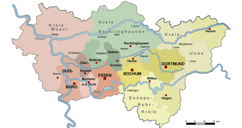 Ruhrgebiet Karte Städte | Karte